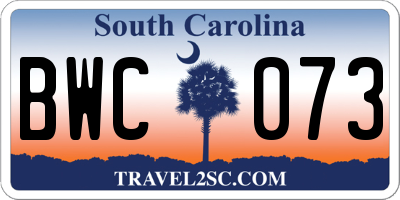 SC license plate BWC073