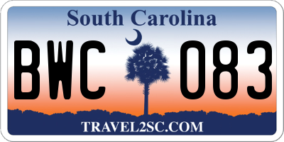 SC license plate BWC083