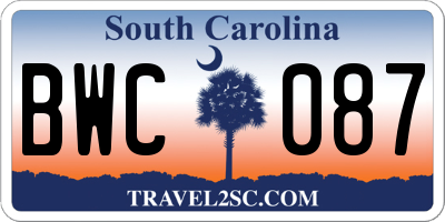 SC license plate BWC087