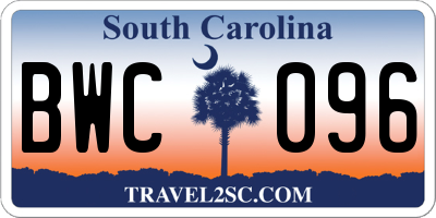 SC license plate BWC096