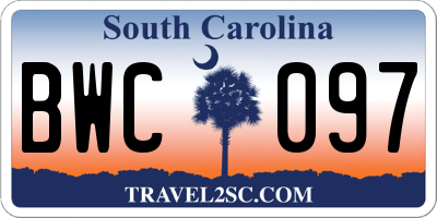 SC license plate BWC097