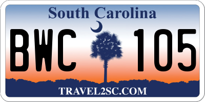SC license plate BWC105