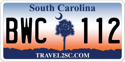 SC license plate BWC112