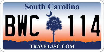 SC license plate BWC114