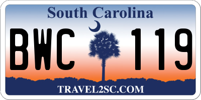 SC license plate BWC119