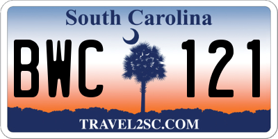 SC license plate BWC121