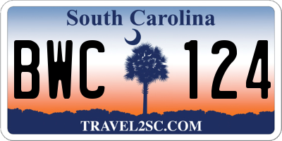 SC license plate BWC124