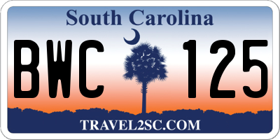 SC license plate BWC125