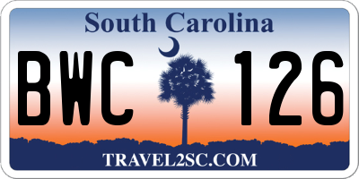 SC license plate BWC126