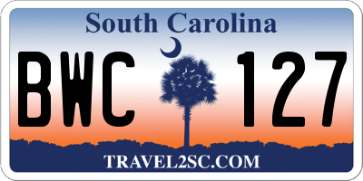 SC license plate BWC127