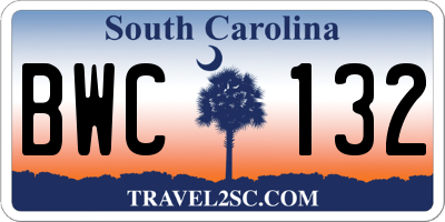 SC license plate BWC132