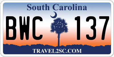 SC license plate BWC137