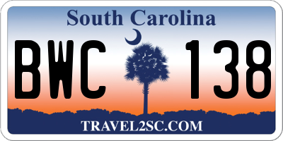 SC license plate BWC138