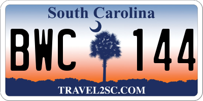 SC license plate BWC144