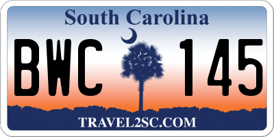 SC license plate BWC145