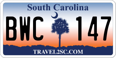 SC license plate BWC147