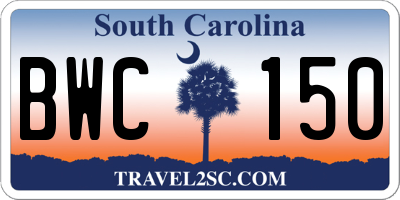 SC license plate BWC150
