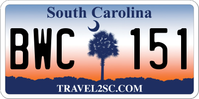 SC license plate BWC151