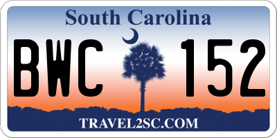 SC license plate BWC152