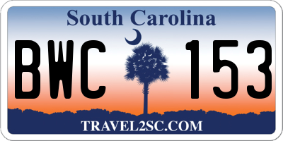 SC license plate BWC153