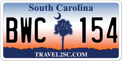 SC license plate BWC154
