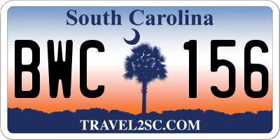 SC license plate BWC156