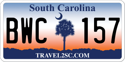 SC license plate BWC157