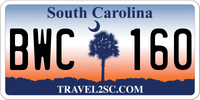 SC license plate BWC160