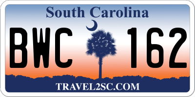 SC license plate BWC162
