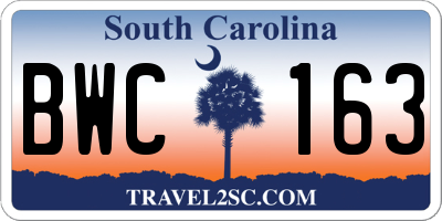 SC license plate BWC163