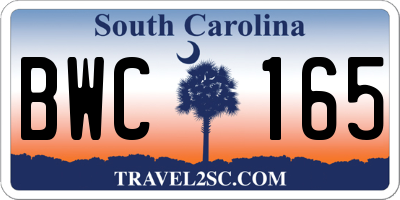 SC license plate BWC165