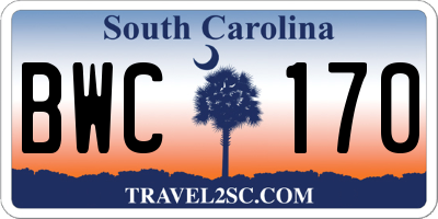 SC license plate BWC170