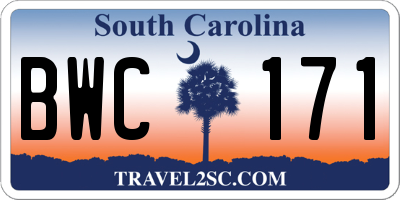 SC license plate BWC171