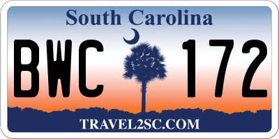 SC license plate BWC172