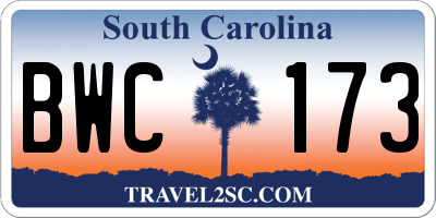 SC license plate BWC173