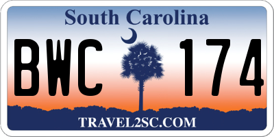 SC license plate BWC174