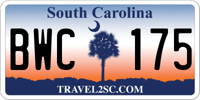 SC license plate BWC175