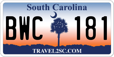 SC license plate BWC181