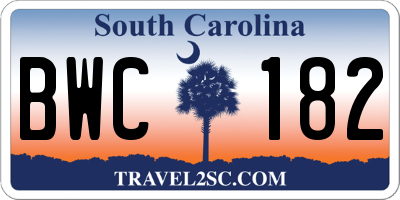 SC license plate BWC182