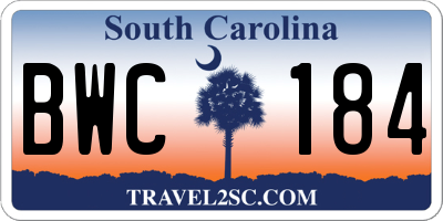 SC license plate BWC184