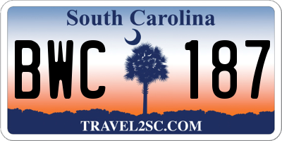 SC license plate BWC187