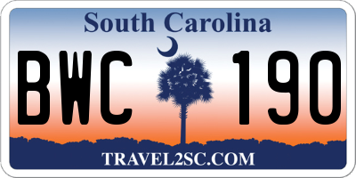 SC license plate BWC190