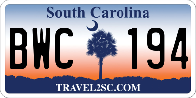 SC license plate BWC194