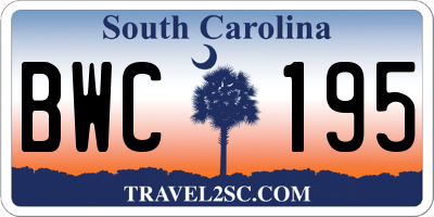 SC license plate BWC195