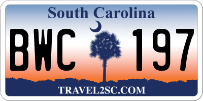 SC license plate BWC197