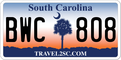 SC license plate BWC808