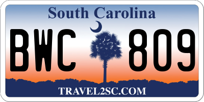 SC license plate BWC809