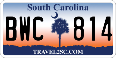 SC license plate BWC814
