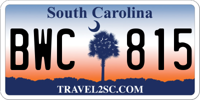 SC license plate BWC815