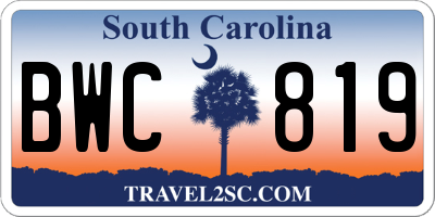 SC license plate BWC819